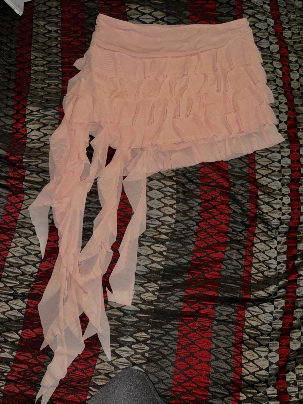 Pink Ruffled Asymmetric Mini Skort - Picture 4 of 5
